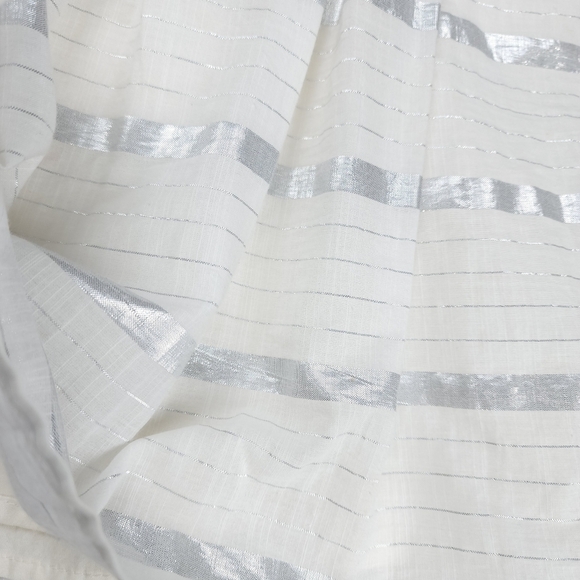 Loft Off White Silver Metallic Stripe Skirt Sz 4 - Picture 3 of 12
